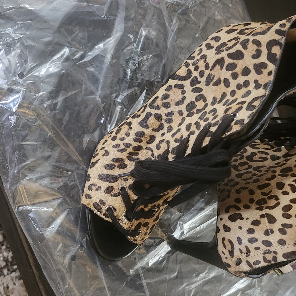 Leopard Ponyhair Ankle Boots